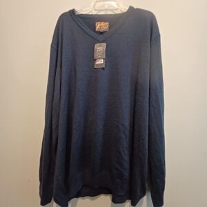 Johnny Bigg‎ Men's Pullover 6XL V-Neck Navy Blue Sweater Soft Wool Blend New